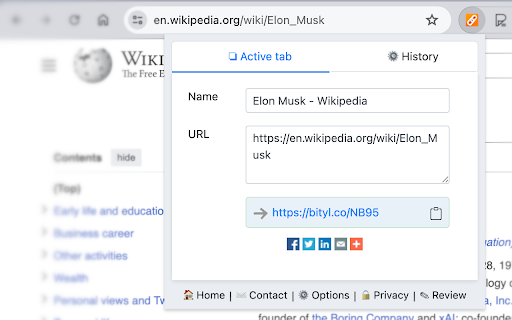 Firelinks URL Shortner screenshot