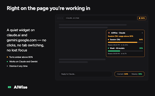 AIWise — Claude & Gemini Usage, Quota & Limit Tracker screenshot