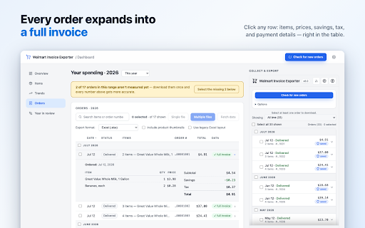 Walmart Invoice Exporter screenshot