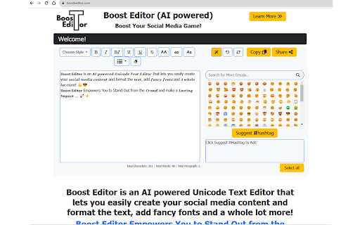 Boost Editor -Right Click in SM Post Text Box screenshot