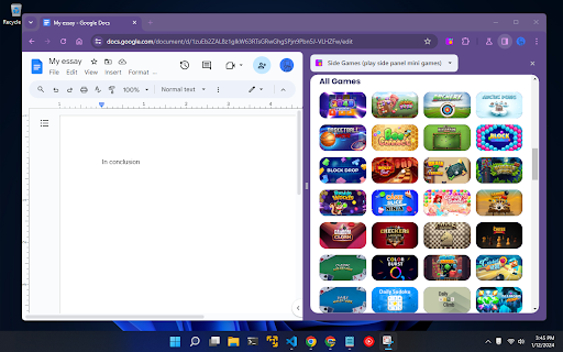 Side Games - play mini games in the side panel screenshot