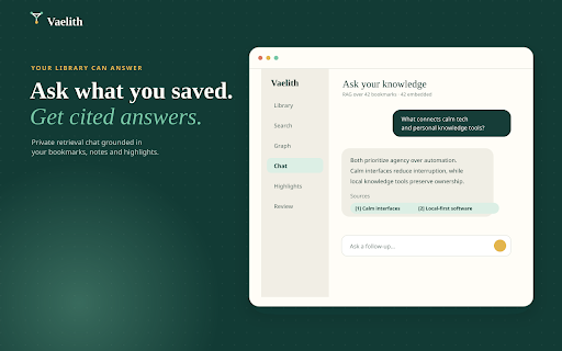 Vaelith — Private AI Bookmark Manager & Knowledge Base screenshot