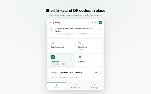 gotlinq – URL Shortener, QR Code Generator & Bookmark Manager screenshot
