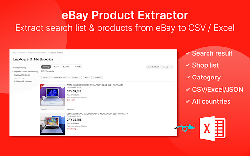eBay Extractor - Export search results & product listings screenshot