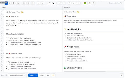 ServiceNow Markdown Composer screenshot