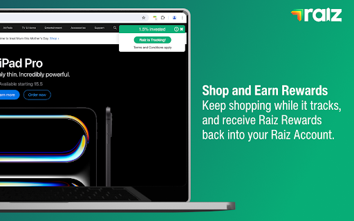 Raiz Rewards Browser Extension screenshot
