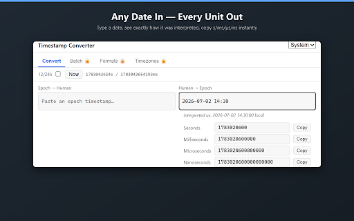 Timestamp Converter: Epoch & Human Dates screenshot