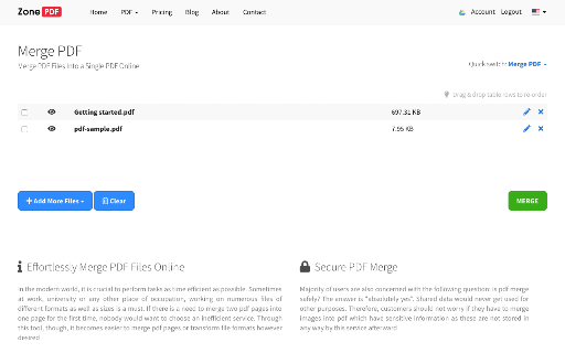 Merge PDF screenshot