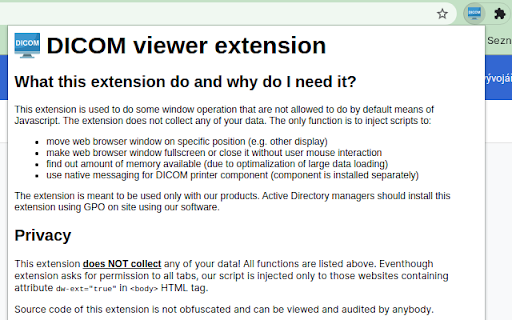 DICOM viewer extension screenshot