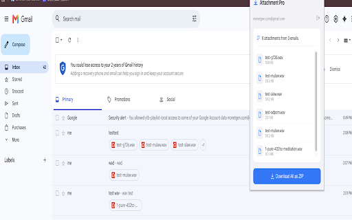 Gmail Attachment Downloader – Bulk ZIP screenshot