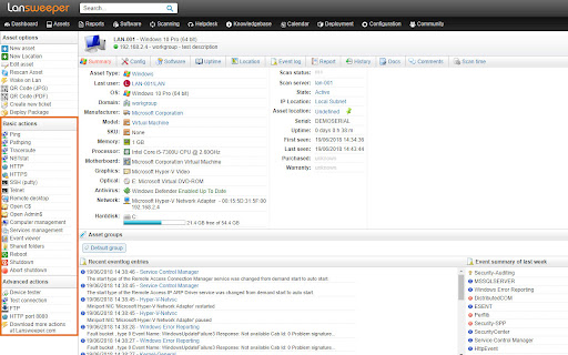Lansweeper Chromium extension screenshot