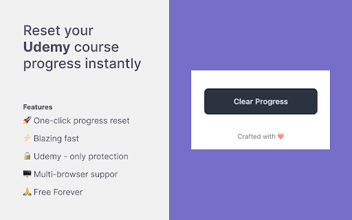 Udemy Reset Progress screenshot
