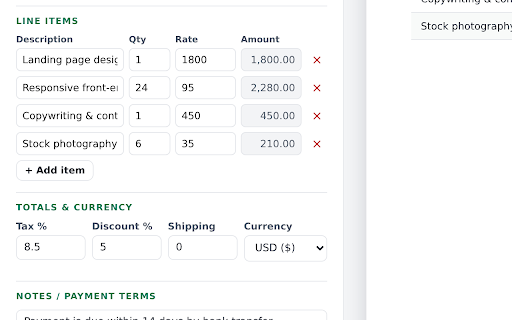 Invoice Generator - PDF Invoice Maker for Freelancers screenshot