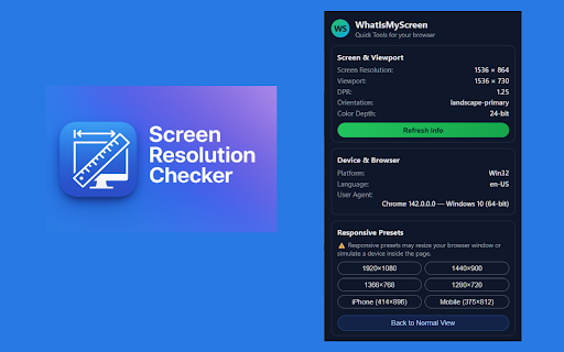Screen Resolution Size Detector screenshot