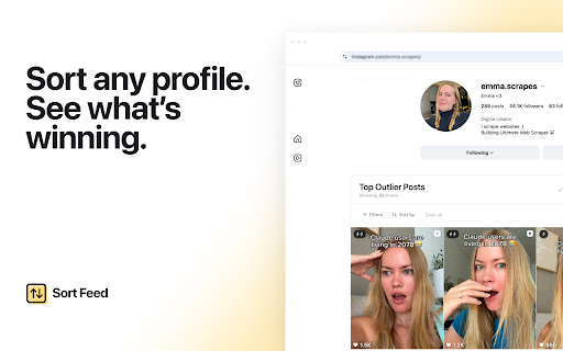 Sort Feed — Sort, Download & Transcribe. Works on Instagram, TikTok +2 more screenshot