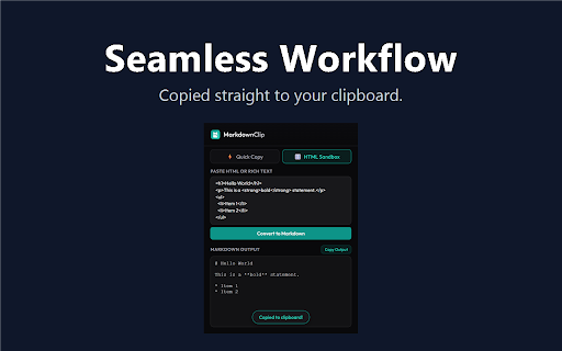 MarkdownClip - Smart Clipboard Converter screenshot