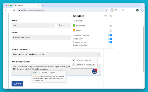 Connecteur Antidote screenshot