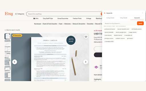 RankKW – Etsy SEO, Keyword & Product Research screenshot