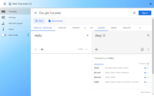Web Translate screenshot
