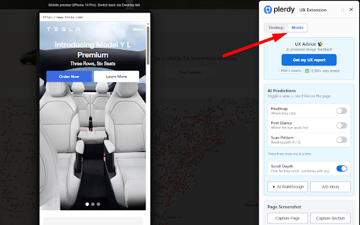 Plerdy UX & Usability Testing screenshot