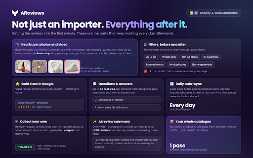 AReviews — Import Reviews to Shopify & WooCommerce screenshot