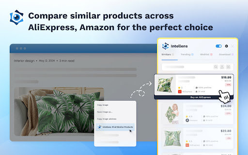 Intellens - Search Products by Image on AliExpress, Amazon screenshot