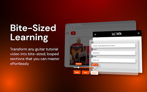 Create Video Loops From Guitar Tutorials on YouTube™ - Loopi screenshot
