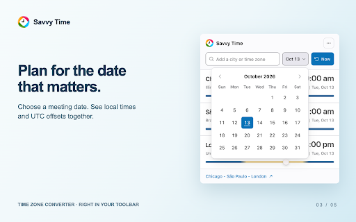 Savvy Time Zone Converter screenshot