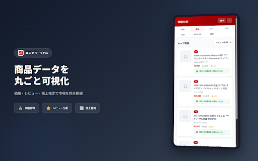 楽天セラーズPro - 楽天市場キーワード分析・売上推定ツール screenshot