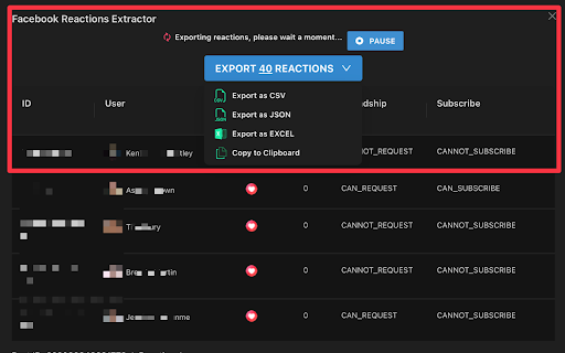Reaction Exporter - Extract Like, Love, etc. screenshot