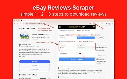 eBay Reviews Scraper - Extract eBay Reviews to CSV/Excel/JSON screenshot