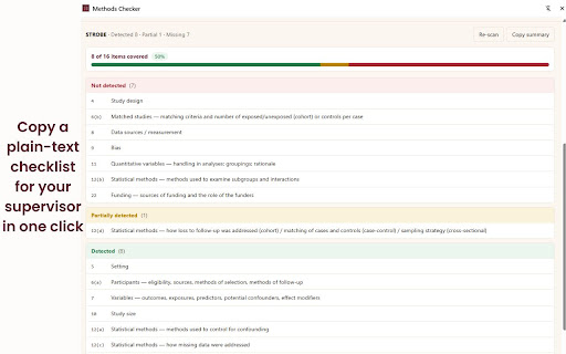 Methods Section Sanity Checker screenshot