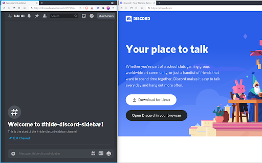 Hide Discord Sidebar screenshot