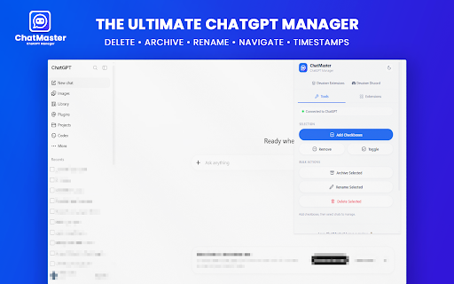 ChatMaster – ChatGPT Bulk Delete, Archive, Rename & Timestamps screenshot