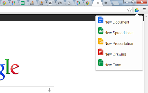 Google Docs Quick Create screenshot