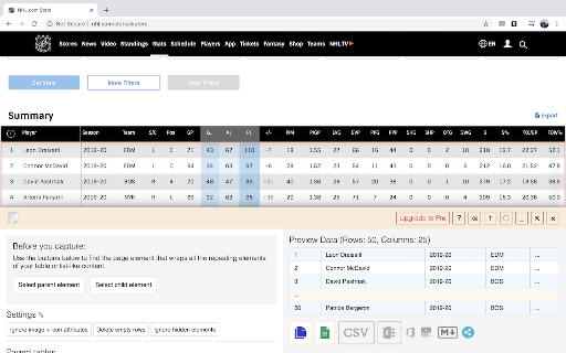 Table Capture screenshot