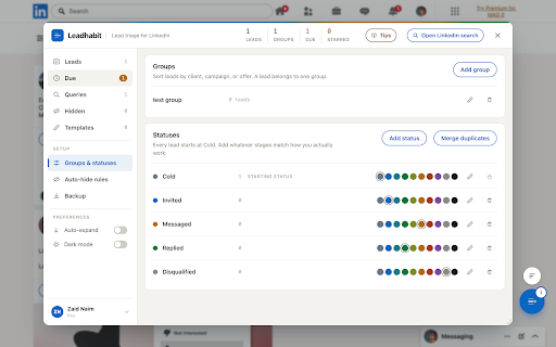 Leadhabit — LinkedIn Lead Tracker & Follow-Ups screenshot