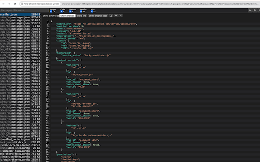 New Chrome extension source viewer screenshot