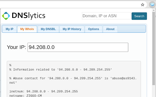 My IP address screenshot