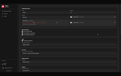 VidPro: AI Titles, Descriptions & Tags for YouTube screenshot