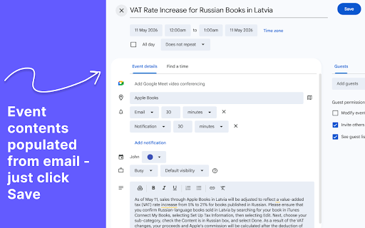 Email 2 Event screenshot
