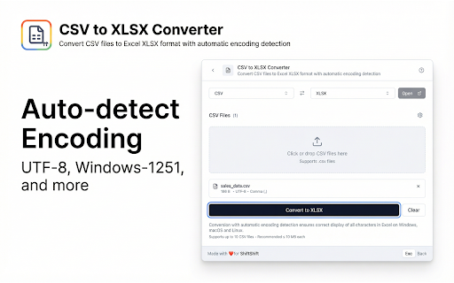 CSV to XLSX screenshot