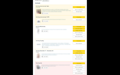 Amazon Sort By Arrival screenshot