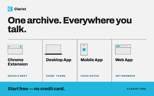 Clarist: Record, Transcribe & Summarize Google Meet screenshot