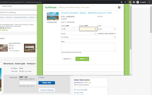 JustSnipe eBay Auction Sniper screenshot