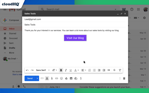 Gmail Button by cloudHQ screenshot