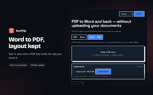 PDF to Word — Word to PDF | DocFlip screenshot