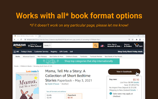 Amazon to Goodreads Navigator screenshot