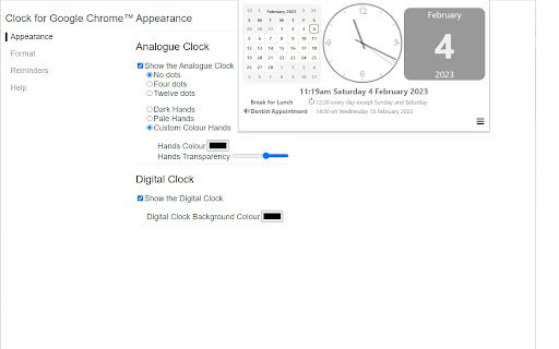 Clock for Google Chrome™ screenshot