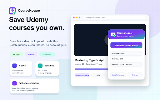 CourseKeeper: Video Downloader for Udemy screenshot